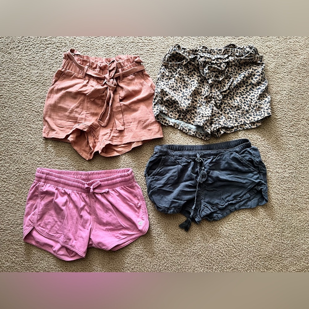 Stylish Women's Shorts Collection - Pink, Black, Leopard, and Rust